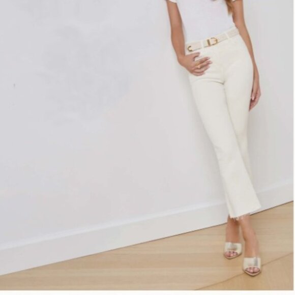 L'AGENCE Kendra Cropped Flare Jean In Vintage White, 29 - Picture 5 of 5